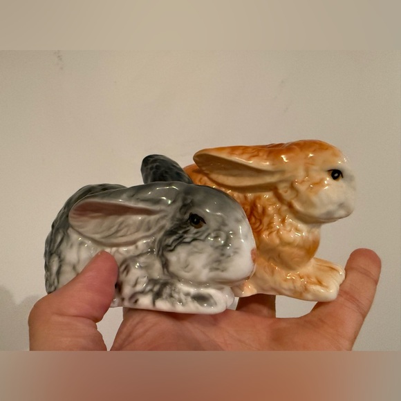 Other - Vintage Porcelain Rabbit Figurines - Gray and Tan